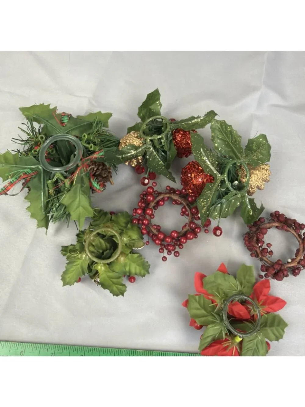 Lot Vintage Plastic Christmas Candle Rings 1